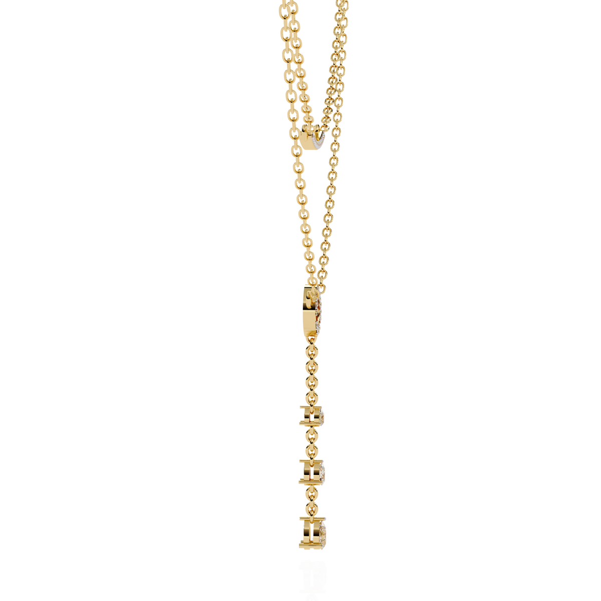 Double Layered Circle Drop Moissanite Diamond Necklace - View 7