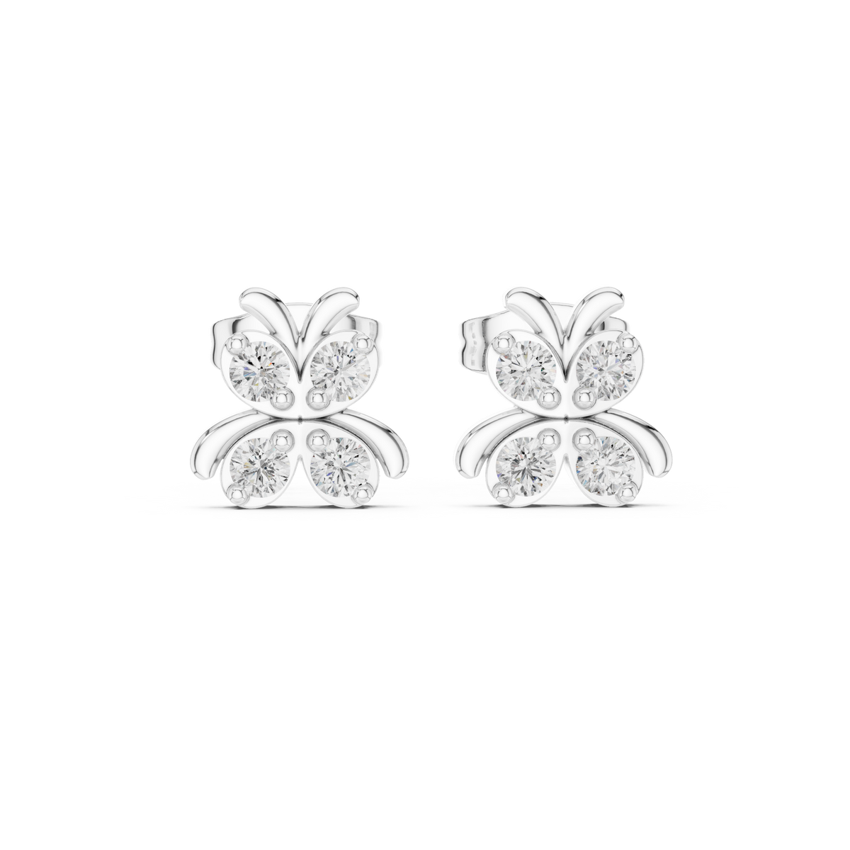 Artfully Sculpted Butterfly Design Featuring Brilliant Round Moissanite Diamond Earring - View 3