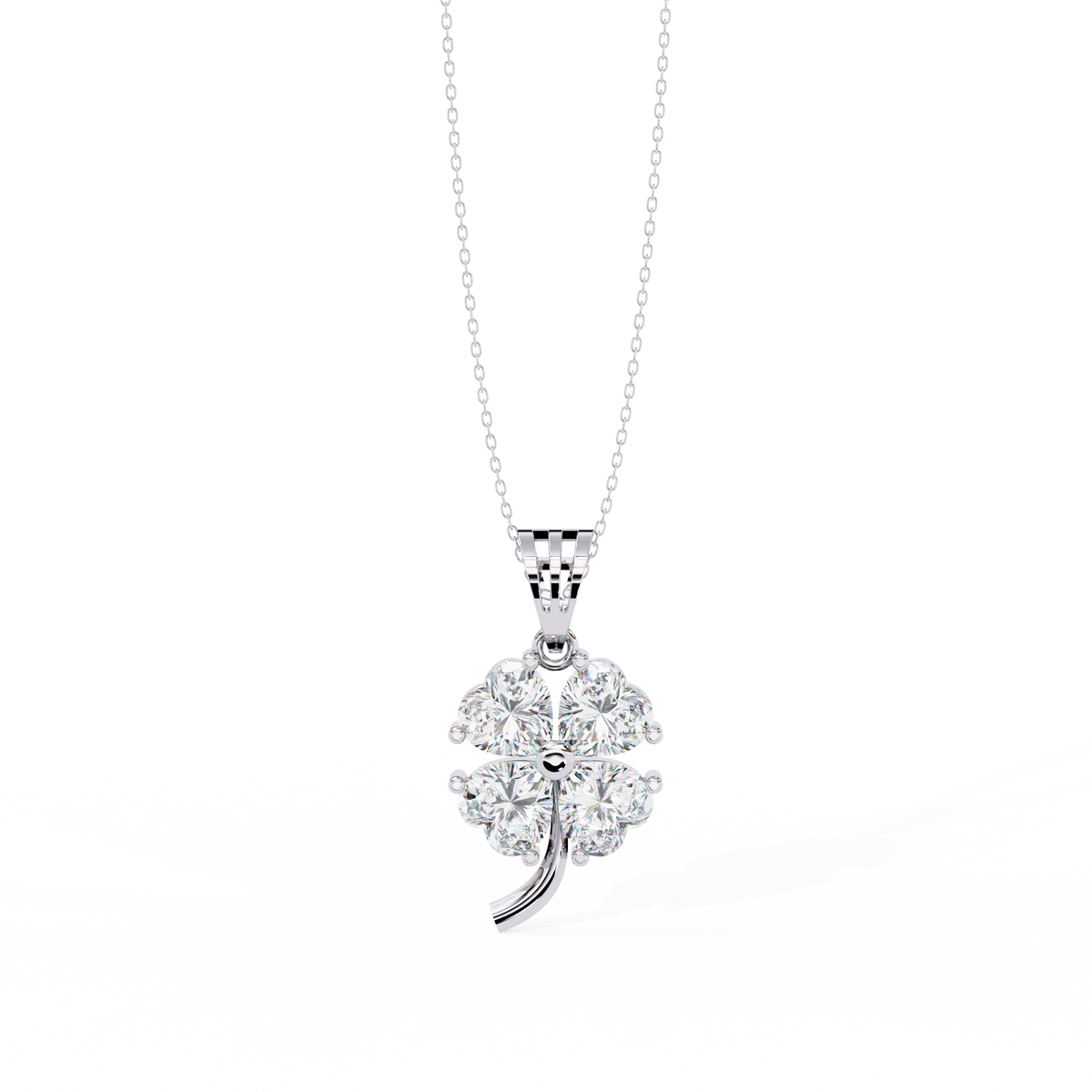Floral Motif Lucky Charm Pendant with Heart Lab Grown Diamond - View 3