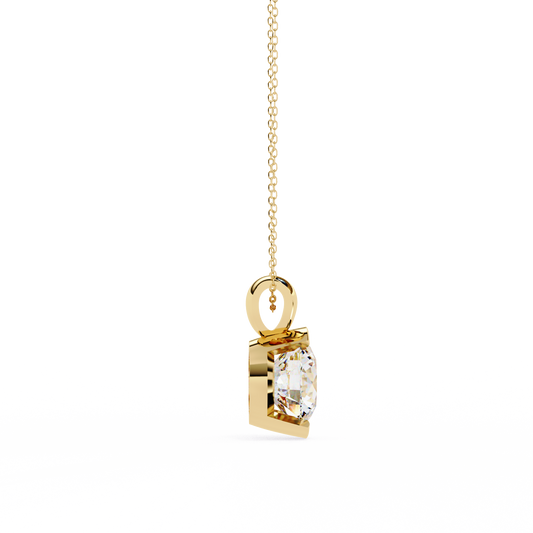 Contemporary Round Moissanite Diamond Solitaire Partial Bezel Set Pendant - View 2