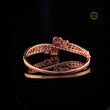 Baguette Emerald & Round Cut Moissanite Diamond Leaf Cluster Bypass Bangle - View 4
