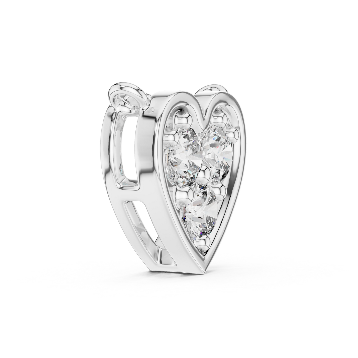 Heart Shape Pendant with Round Three Stone Cluster Lab Grown Diamond - View 6