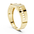 Round Cut Moissanite Diamond Men's Bezel Accent Trapezoid Pave Statement Band - View 7