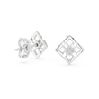 Architectural Geometric Lab Round Diamond Frame Stud Earrings with Floating Accents - View 9