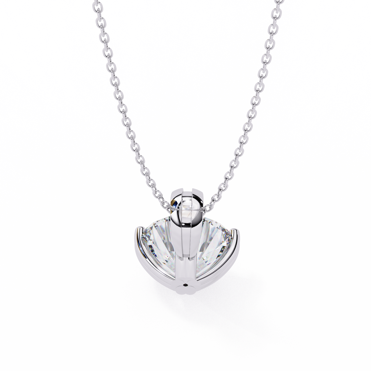 Round Moissanite Diamond Solitaire Double Prong Four Point Pendant - View 10