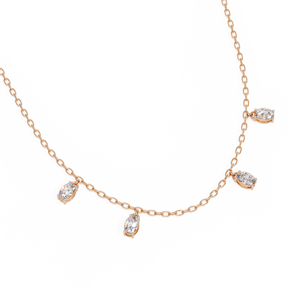 Oval Moissanite Diamond Dangle Chain Necklace - View 3