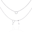 Layered Open Circle Bar Pendant Lab Grown Double Necklace - View 3