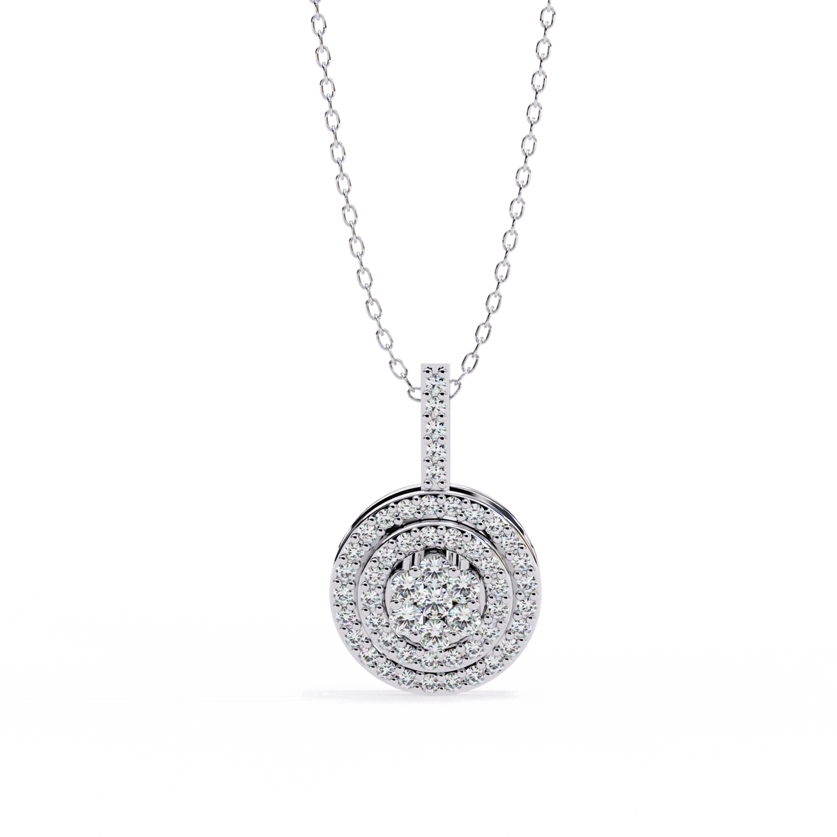 Concentric Circle Silhouette Charm Pendant with Round Moissanite Diamond - View 6