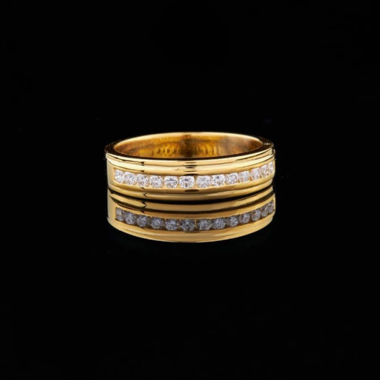 Round Cut Channel Set Moissanite Diamond Wedding Band Ring
