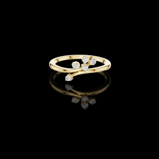 Moissanite Diamond Leaf Branch Open Bypass Ring