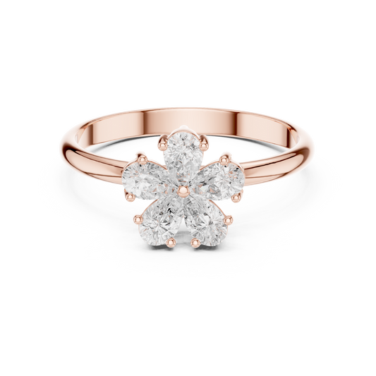 Pear Cut Flower Shape Lab Diamond Engagement Ring - View 2
