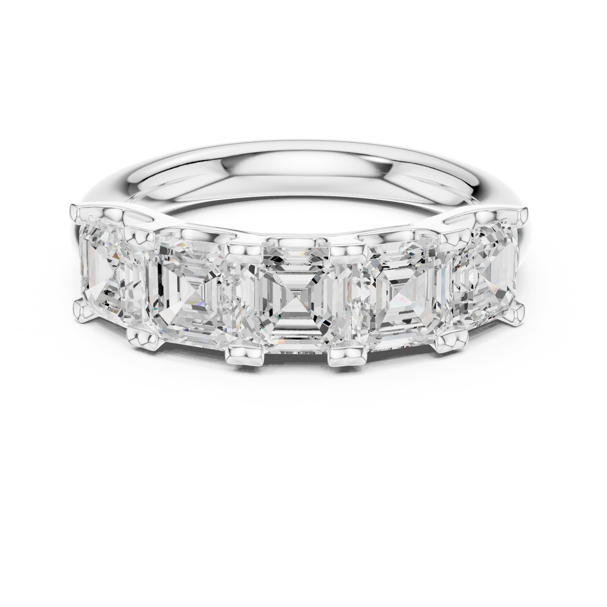 Asscher Cut Lab Diamond Half Eternity Wedding Band - View 3