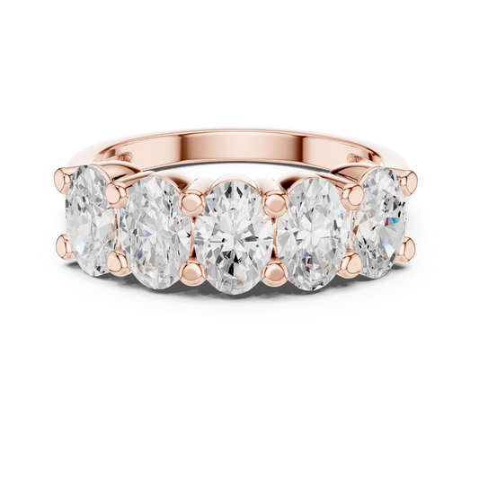 Oval Cut Five Stone Moissanite Diamond Ring - View 2