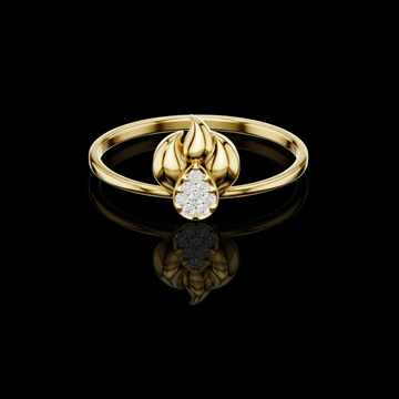 Flame Inspired Ring With Round Lab Diamond Cluster Accent