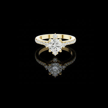 Round Solitaire Lab Grown Diamond Four Accent Diamonds Ring