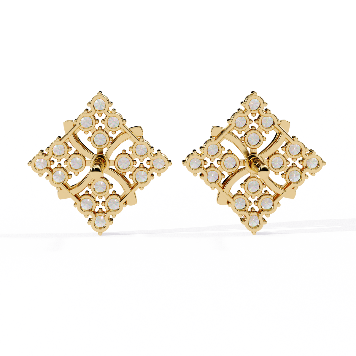 Exquisite Cluster Stud Lab Grown Earrings with Brilliant Diamond Floral Sparkle and Elegant Curved Detailing - View 7