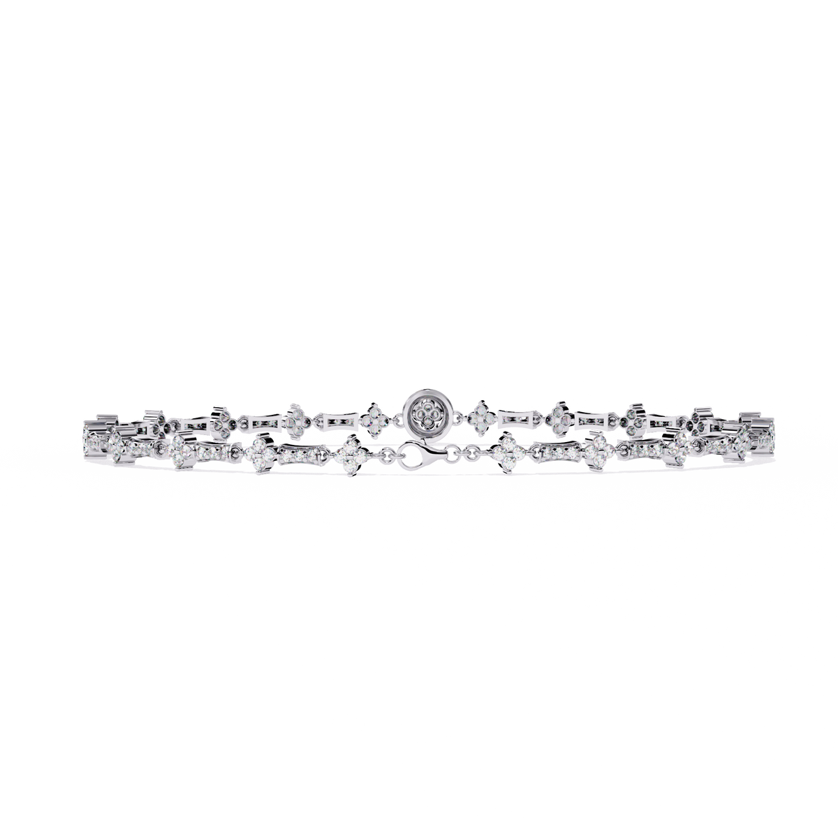 Floral Round Lab Diamond Link Bracelet for Women - View 4
