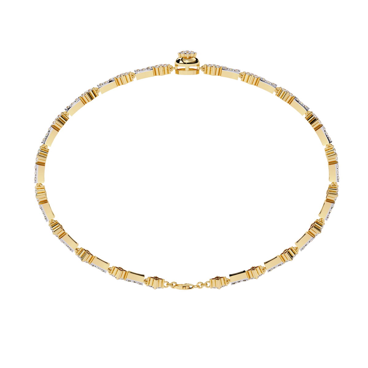 Floral Round Lab Diamond Link Bracelet for Women - View 8