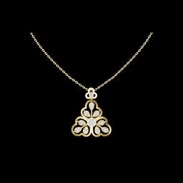 Three Leaf Floret Layering Pendant Encrusted with Multi Moissanite Diamond