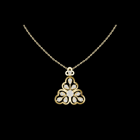 Three Leaf Floret Layering Pendant Encrusted with Multi Moissanite Diamond