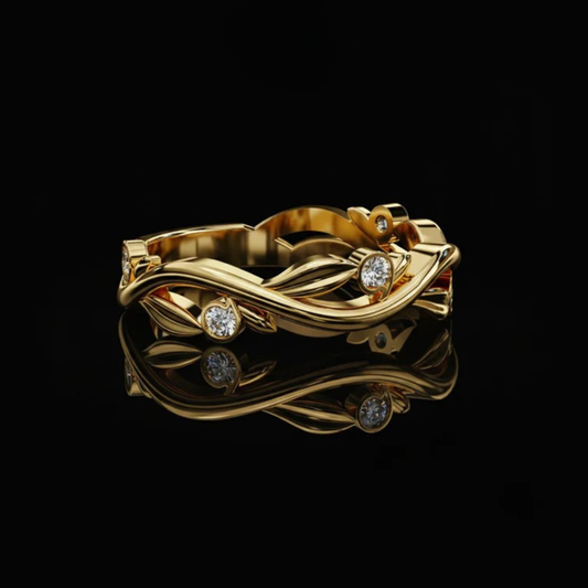 Twisted Vine Lab Diamond Bezel Set Band Ring