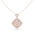 Round Moissanite Diamond Geometric Square Pendant Necklace - View 2