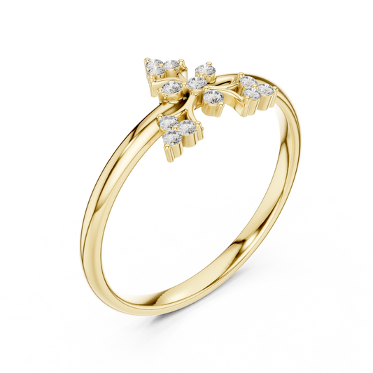 Delicate Round Lab Diamond Floral Cluster Engagement Ring - View 2