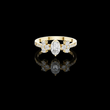 Side Floral Oval Lab Diamond Wedding Ring For Women