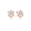 Stem Motif Floral Clover Round Triple Lab Diamond Cluster Earring - View 2
