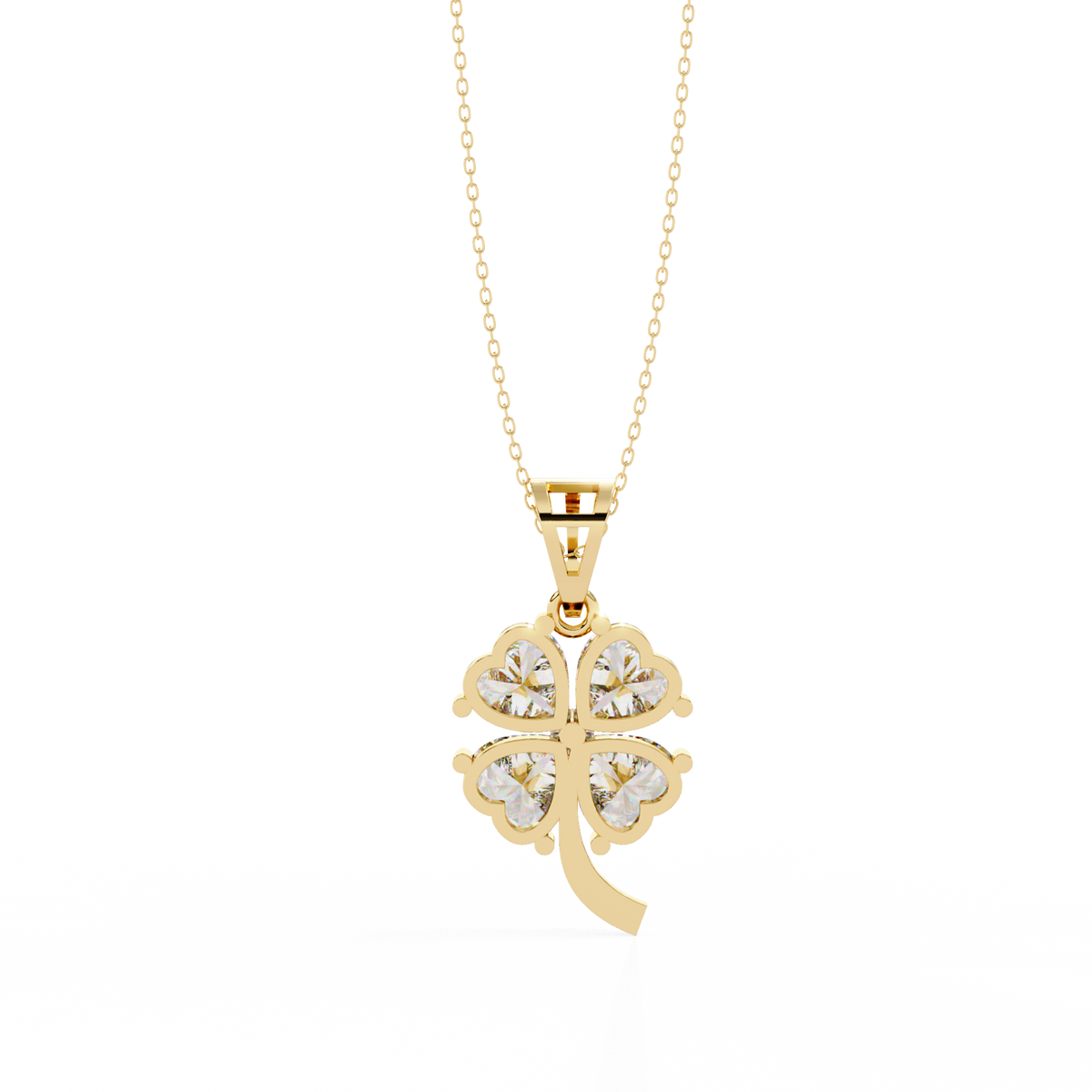 Floral Motif Lucky Charm Pendant with Heart Lab Grown Diamond - View 7
