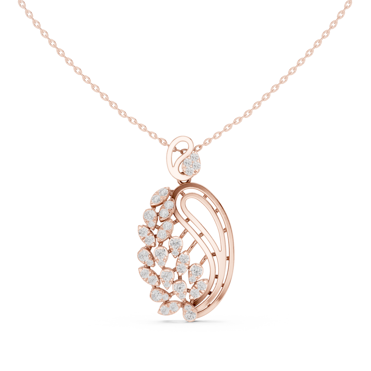 Leaf Motif Nature Inspired Moissanite Diamond Pendant Necklace - View 2