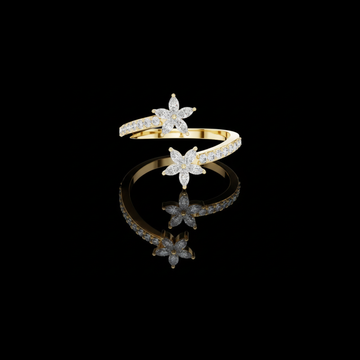 Double Marquise Flower Open Wrap Moissanite Diamond Promise Ring