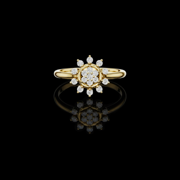 Round Cut Cluster Floral Lab Diamond Split Shank Ring