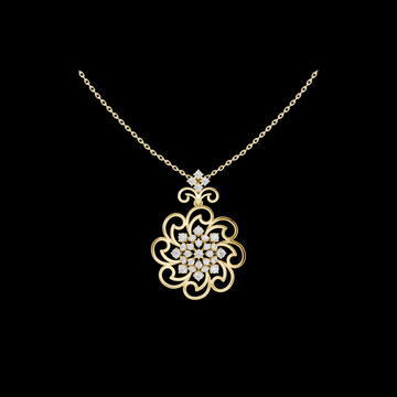 Filigree Open Work Round Moissanite Diamond Pendant Necklace