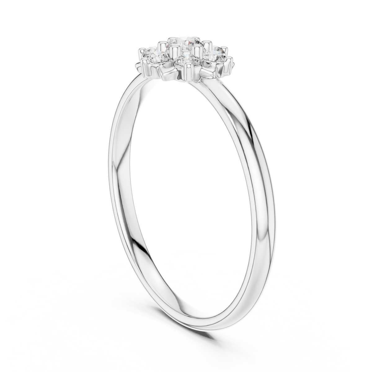 Delicate Floral Cluster Round Lab Diamond Engagement Ring - View 7