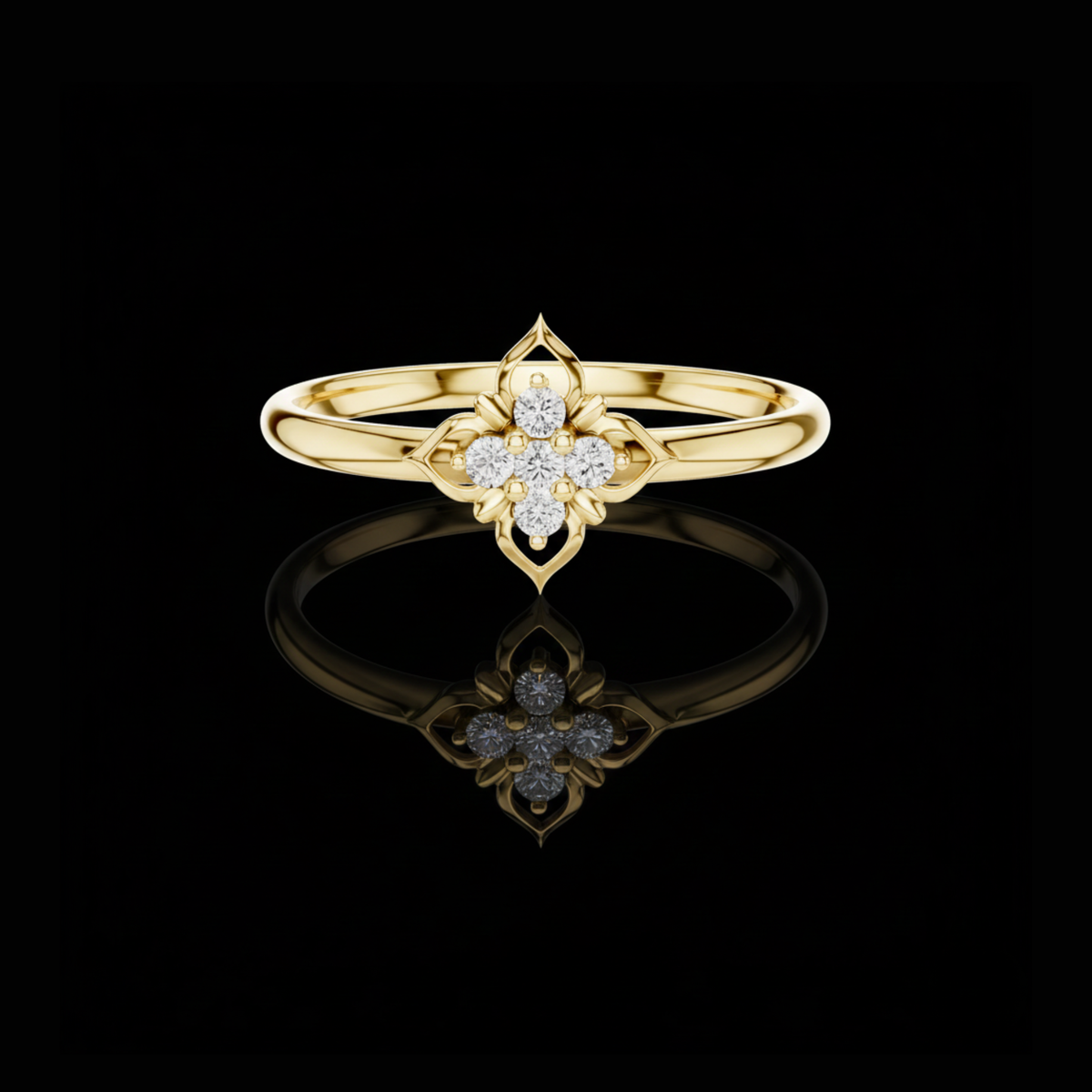 Floral Moissanite Diamond Cluster Ring With Round Cut Brilliant