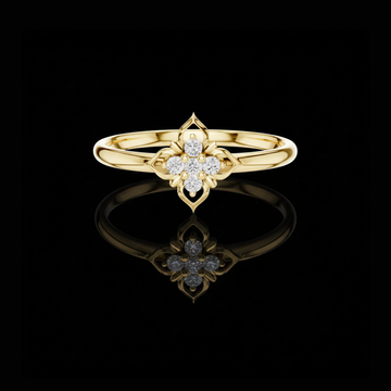 Floral Moissanite Diamond Cluster Ring With Round Cut Brilliant