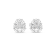 Vintage Floral Round Moissanite Diamond Cluster Stud Earrings with Beaded Halo Design - View 3