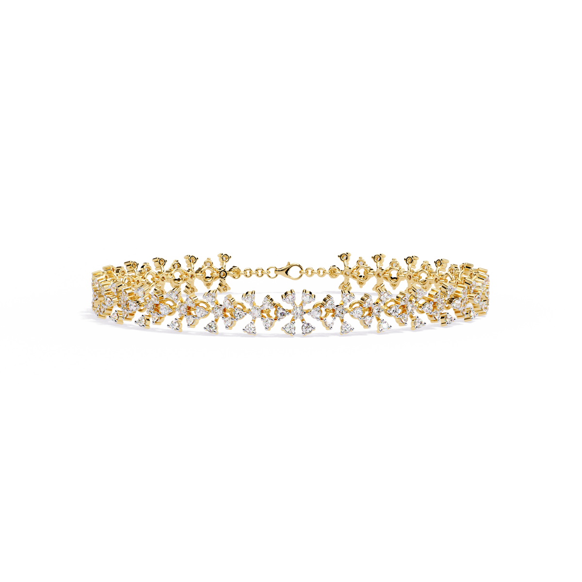 Round Cut Lab Diamond Statement Floral Bracelet - View 2