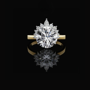 Round Cut Brilliant Floral Halo Lab Diamond Engagement Ring