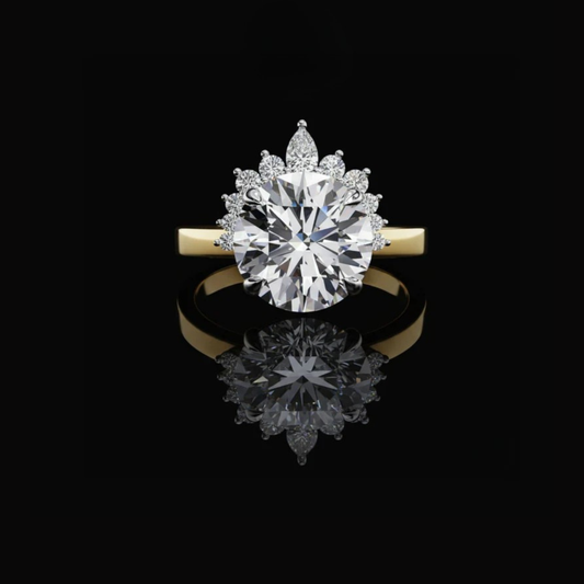 Round Cut Brilliant Floral Halo Lab Diamond Engagement Ring