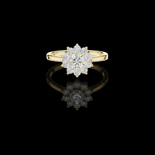 Round Lab Diamond Cluster Ring for Women