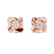 Interwoven Floral Design Round Lab Diamond Stud Earrings - View 2