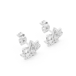 Lotus Flower Marquise Cut Lab Diamond Open Petal Stud Earrings - View 6