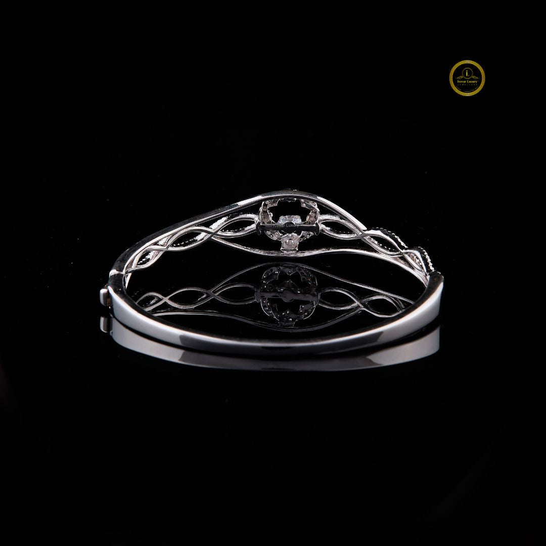 Intertwined Infinity Round Lab Diamond Floral Motif Bracelet - View 4