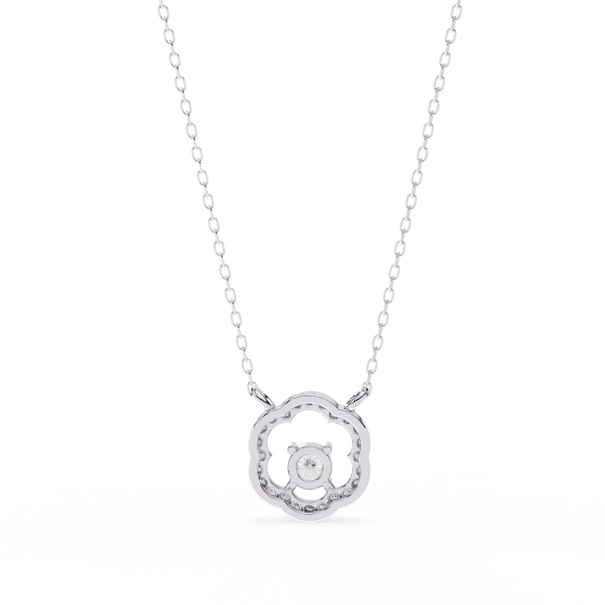 Flower Shape Halo Pendant with Round Lab Grown Diamond - View 10