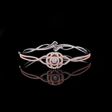 Round Cut Lab Diamond Twisted Crossover Bangle Bracelet