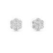 Noble Floral Cluster Round Cut Lab Diamond Stud Earrings - View 3