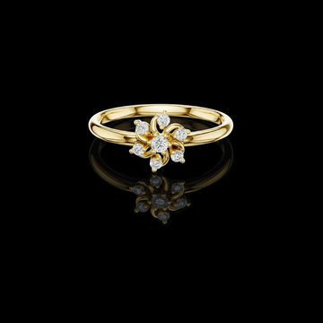 Floral Swirl Round Cut Moissanite Diamond Cluster Engagement Ring