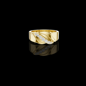 Round Cut Lab Grown Diamond Men's Modern Curved Accent Wedding Ring